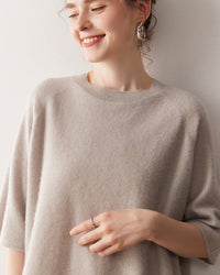 Cashmere Knitted Three-Quarter Sleeve Loose Sweater