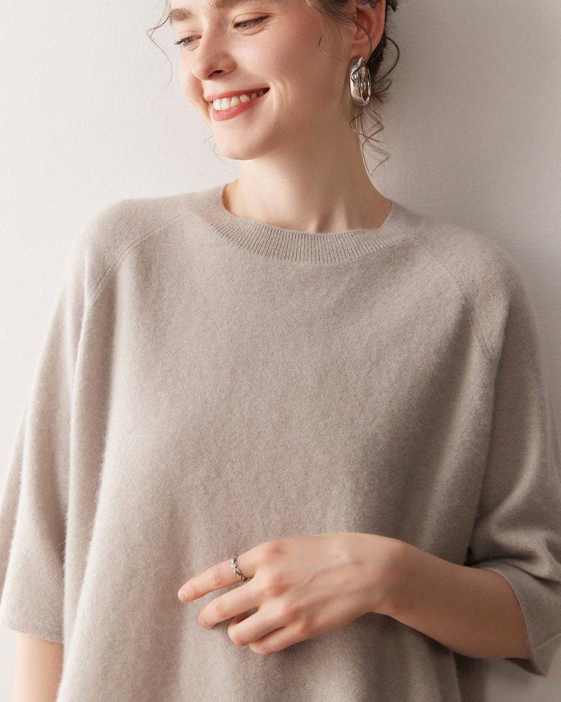 Cashmere Knitted Three-Quarter Sleeve Loose Sweater