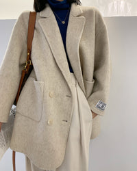 Double Breasted Oversized Short Wool Coat