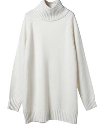 Cashmere Mid-Length Loose-Fitting Turtleneck Sweater