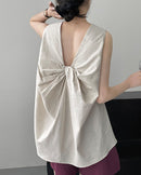 Loose Sleeveless Back-Knotted Vest