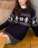 Christmas Retro Jacquard Crew Neck Sweater