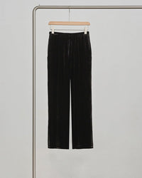High-Waisted Wide-Leg Silk Velvet Pants