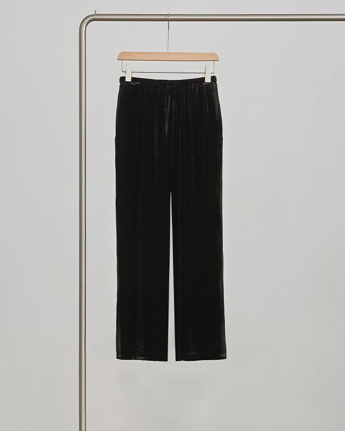 High-Waisted Wide-Leg Silk Velvet Pants