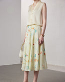 Crepe Print Silk Midi Skirt