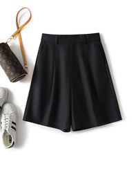 High-Waisted Casual Suit Shorts
