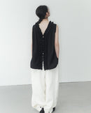 Ruffled V-Neck Button-Down Shirt