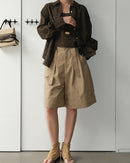 Loose-Fitting High-Waisted Tie-Up Shorts