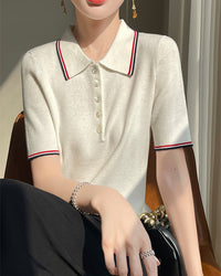 Retro Short-Sleeve Polo Sweater