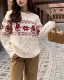 Christmas Retro Jacquard Crew Neck Sweater