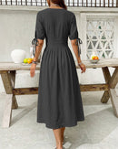 Casual Short-Sleeved V-Neck Dress
