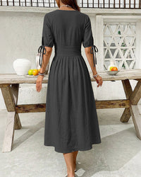 Casual Short-Sleeved V-Neck Dress