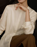 Silk Stand-Collar Fitted Shirt