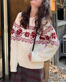Christmas Retro Jacquard Crew Neck Sweater