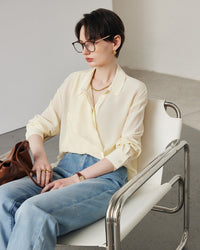 Simple Solid Color Silk Shirt