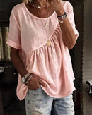 Solid-Color Crew-Neck Short-Sleeve T-Shirt