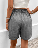 Solid-Color High-Waisted Straight-Leg Shorts