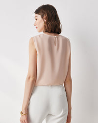 Lace-Paneled Sleeveless Silk Shirt