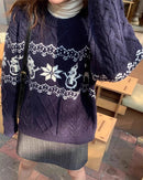 Christmas Retro Jacquard Crew Neck Sweater