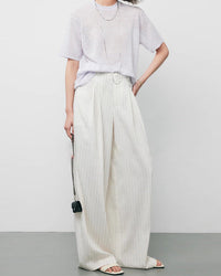 High-Waisted Striped Casual Wide-Leg Pants
