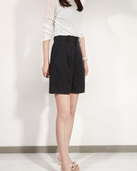 High-Waisted Casual Suit Shorts