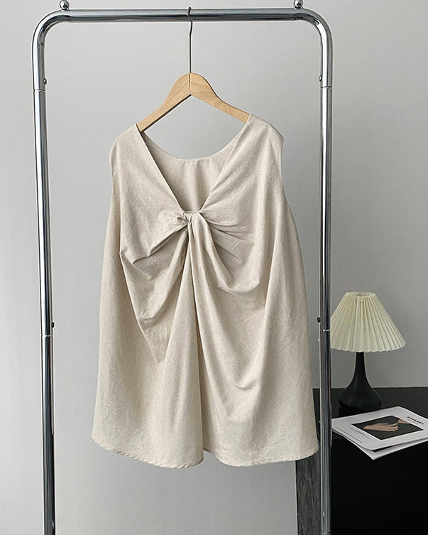 Loose Sleeveless Back-Knotted Vest