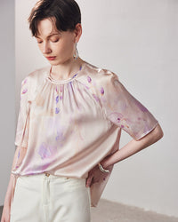 Loose-Fitting Breathable Satin Silk T-Shirt