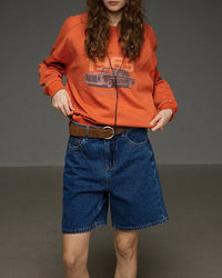 High-Waisted Straight-Leg Denim Shorts