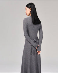 Lace-Up Wool Maxi Dress