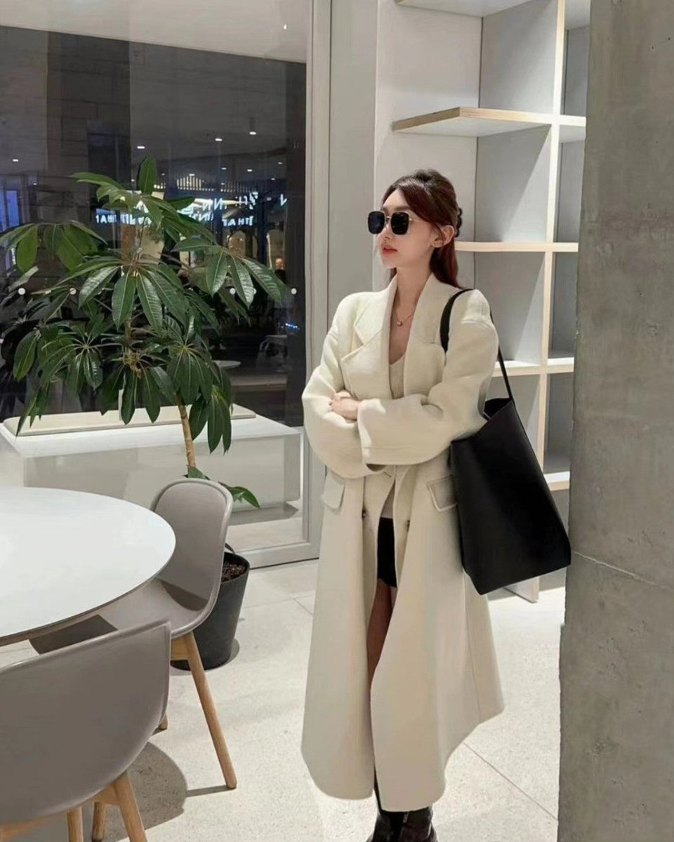 Flap-Front Long-Haired Double-Faced Wool Coat