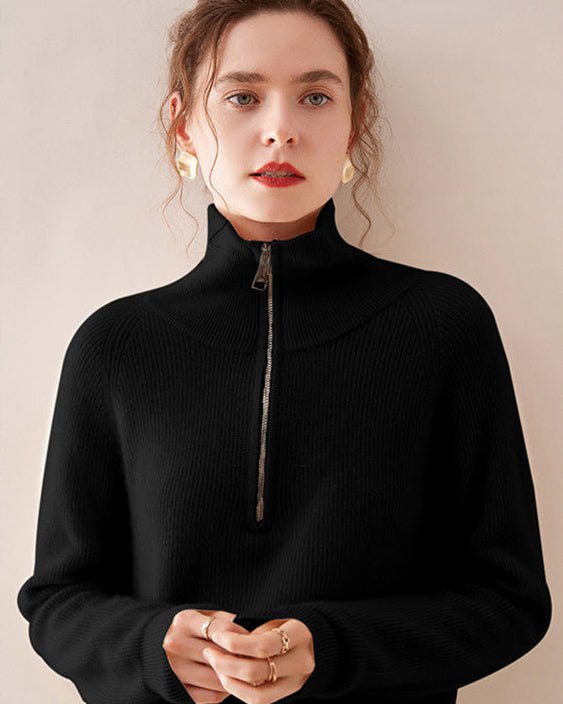 Half-Zip Thick Cashmere Wool Sweater