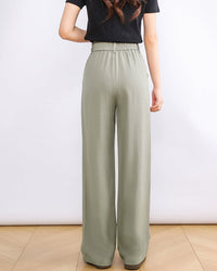 High-Waisted Slim Straight-Leg Trousers