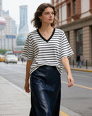 Loose-Fit Striped V-Neck T-Shirt