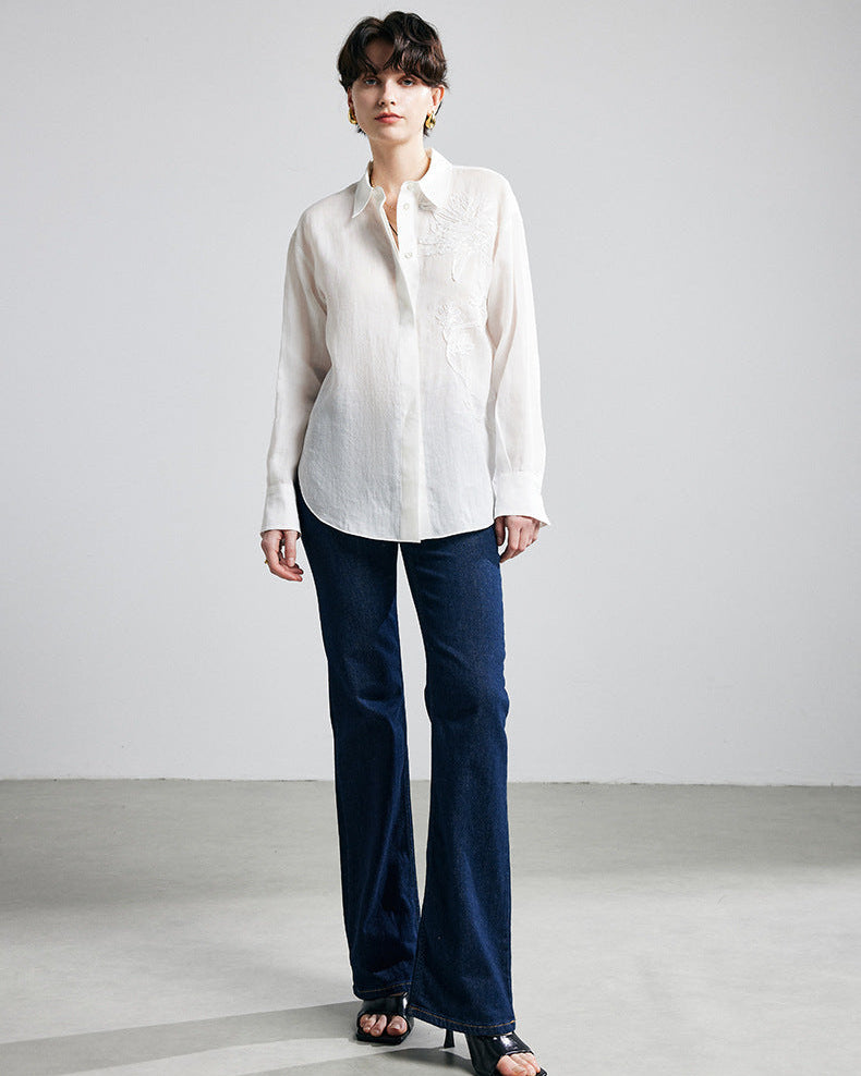 Exquisite Beaded Ramie Shirt