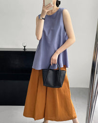 Loose Sleeveless Back-Knotted Vest
