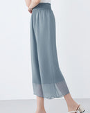 Casual Double-Layered Cropped Straight Leg Pants