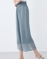 Casual Double-Layered Cropped Straight Leg Pants