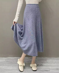 High-Waisted Soft A-Line Cashmere Skirt
