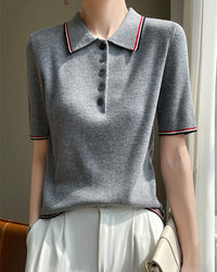 Retro Short-Sleeve Polo Sweater