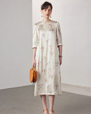 Loose-Fit Straight-Cut Printed Silk Dress