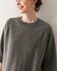 Cashmere Knitted Three-Quarter Sleeve Loose Sweater