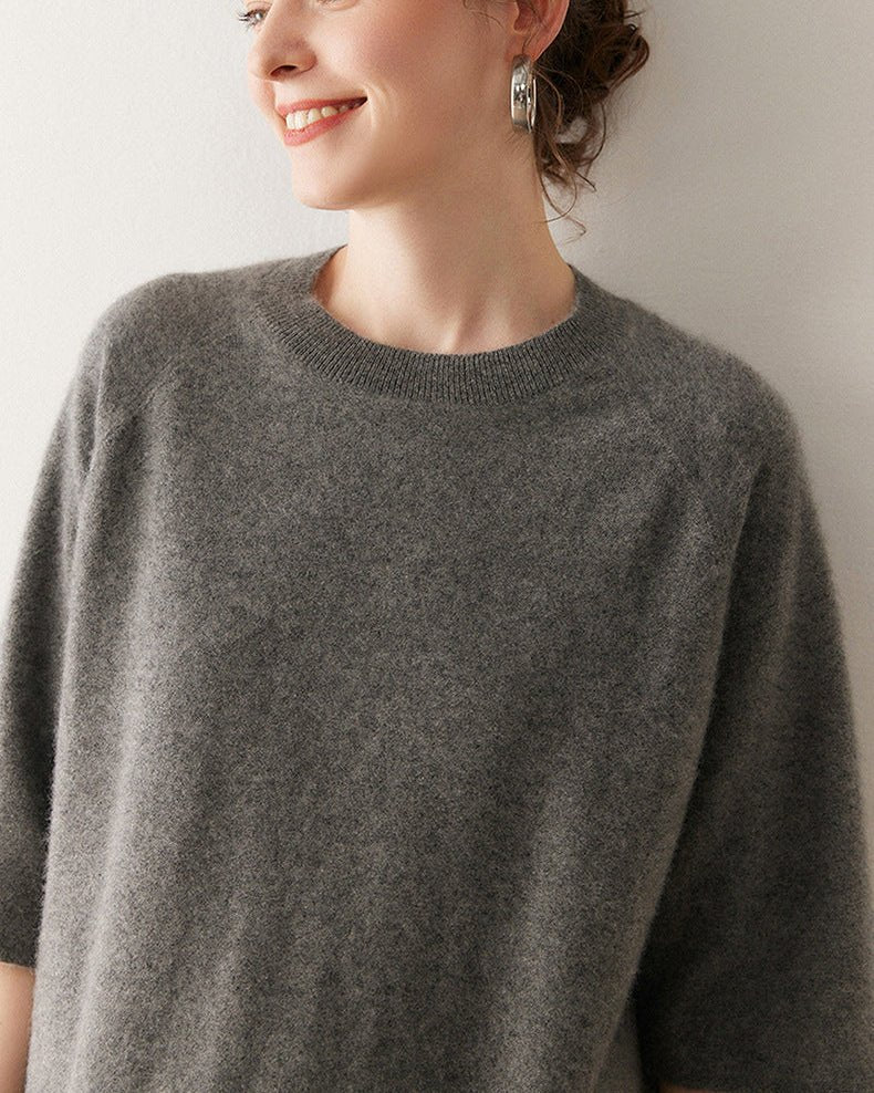 Cashmere Knitted Three-Quarter Sleeve Loose Sweater