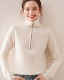 Half-Zip Thick Cashmere Wool Sweater