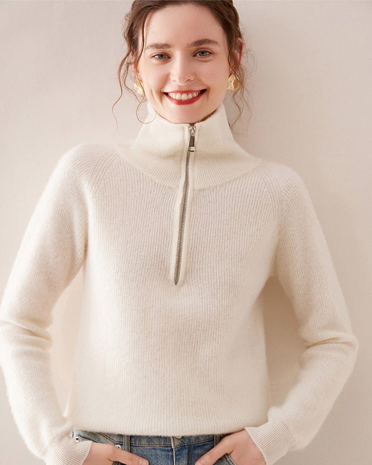Half-Zip Thick Cashmere Wool Sweater