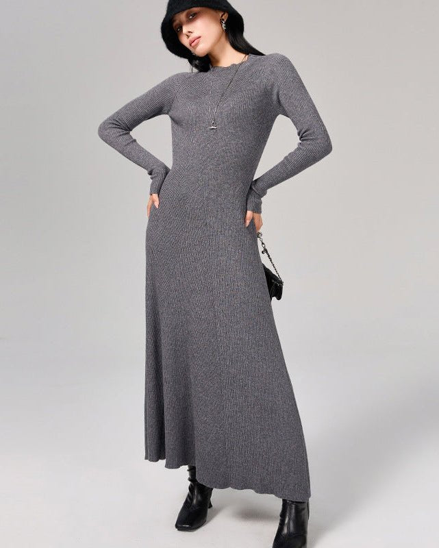 Lace-Up Wool Maxi Dress