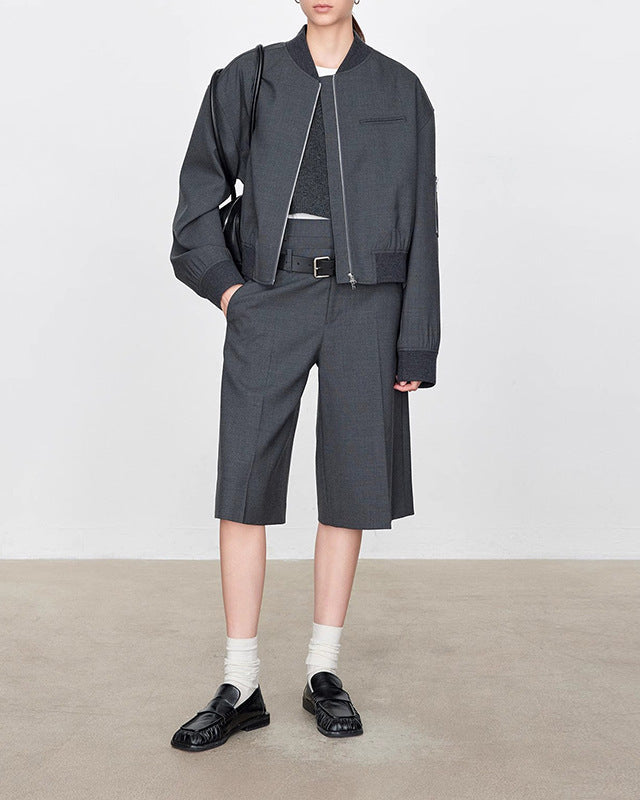 Casual Double-Waisted Five-Quarter Shorts