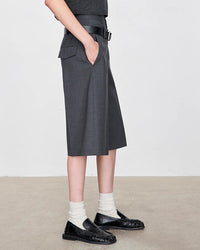 Casual Double-Waisted Five-Quarter Shorts