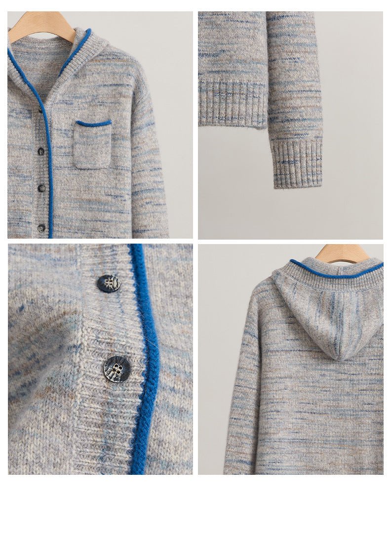 Sheep Wool & Alpaca Wool Hooded Knit Sweater