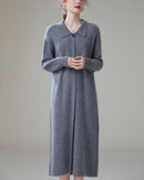 Cashmere Polo Collar Knitted Loose Long Dress