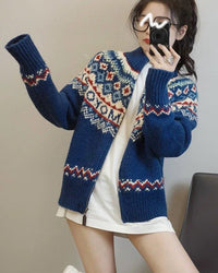 Vintage Jacquard Christmas Cardigan Sweater